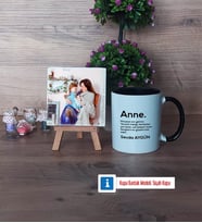 Anneye Hediye Fotoğraflı Dekoratif Taş, Kupa Bardak Beyaz Hediye (Model 11)