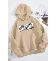 Unisex Spooky Baskılı Sweatshirt (Bej)