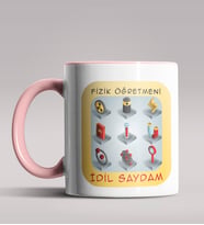 Kişiye Özel Fizik Öğretmeni Tasarımlı Siyah Renk Kupa Bardak 4 (Pembe)