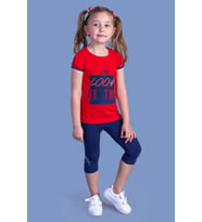 Toontoy Kız Çocuk Taytlı Takım (Kırmızı)