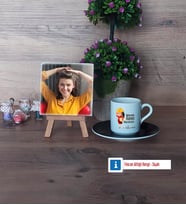 Mühendisler Günü Hediyesi Fotoğraflı Dekoratif Taş, Ahşap Altlıklı Türk Kahvesi Fincanı Hediye (Model 7)