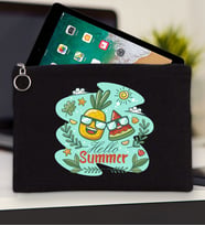 BK Gİft Yaz Temalı-1 Tablet Çantası 30x21cm(12 Renk Seçeneği), Ipad Çantası, Baskılı Tablet Kılıfı (Siyah)