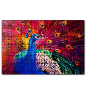 Cakapuzzle Boyama Tavus Kuşu Görseli  Puzzle Yapboz MDF (Ahşap) (500 Parça)
