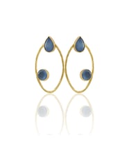 Kadir Jewellery 22 Ayar Altın Kaplama Geometrik Küpe -El İşçiliği Ve Hipoalerjenik Küpe (Gece Mavisi)