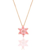 Söğütlü Silver Gümüş rose taşlı nilüfer lotus çiçeği kolye (Pembe)