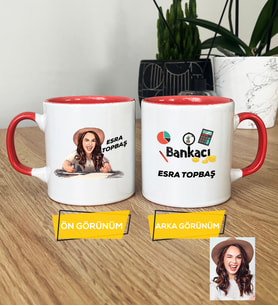 Kişiye Özel Karikatürlü Kadın Bankacı Kupa Bardak Kadın Bankacıya Hediye (Pembe)