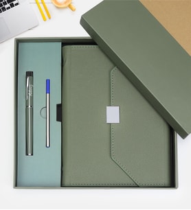 Kutulu Defter Kalem Seti (Yeşil)