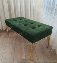 Modern Dilim Puf Ayakucu Puf Gold Metal Ayak (100*45) (Yeşil)