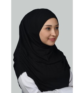 Hazır Türban Büzgülü Pileli Pratik Eşarp Tesettür Hijab - Namaz Örtüsü (Siyah)