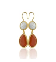 Kadir Jewellery 22 Ayar Altın Kaplama Kadın İnci Küpe -El İşçiliği Ve Hipoalerjenik Küpe (Kırmızı)