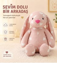 Oyun ve Uyku Arkadaşım PAPYONLU Uzun Kulak Bunny Peluş Tavşan 65 cm Pelüş tavşan (Rose)