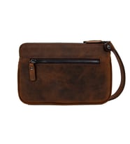 KANGAROO KINGDOM Hakiki Dana Deri Crazy Horse Açık Taba Erkek Portföy & Clutch El Çantası 1285-ZAT (Koyu Taba)