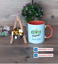 Çevre Mühendisi Kupa Bardak Beyaz ve Fotoğraflı Ahşap Anahtarlık Hediye (Model 13)