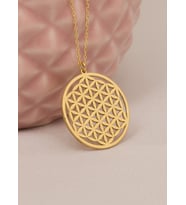 925 AYAR GÜMÜŞ ALTI KÖŞELİ YAŞAM ÇİÇEĞİ (Gold)