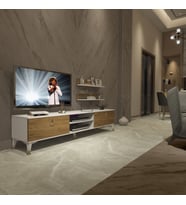 Decoraktiv Eko 4 Mdf Dvd Gold Tv Ünitesi Tv Sehpası - Parlak Beyaz (Beyaz - Pera)