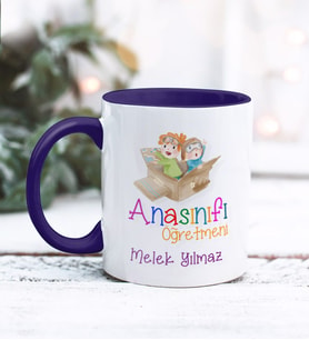 Kişiye Özel  Anasınıfı Öğretmeni Tasarımlı Kupa Bardak (Lacivert)