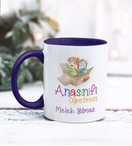 Kişiye Özel  Anasınıfı Öğretmeni Tasarımlı Kupa Bardak (Lacivert)