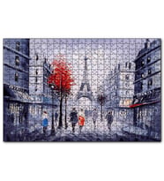 Cakapuzzle Eyfel Kulesi ve Paris Sokaklarında İnsanlar  Puzzle Yapboz MDF (Ahşap) (255 Parça)