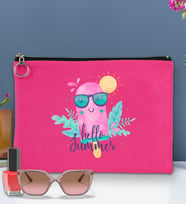 BK Gİft Yaz Temalı-5 Astarlı Portföy Çanta 30x21cm(12 Renk Seçeneği), Baskılı El Çantası, Organizer Çanta (Fuşya)