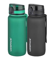 Uzspace 2'li Tritan Matara Seti 650 ml 14 Farklı Renk Seçeneği FiftyFifty (Siyah - Mint Yeşili)