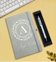 Kişiye Özel Defter & Kalem Hediye Seti (Gri)