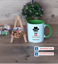 En Cool Baba Kupa Bardak Beyaz ve Fotoğraflı Ahşap Anahtarlık Hediye Babaya Hediye (Model 14)