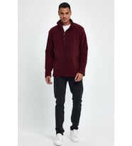 Erkek Rahat Kalıp Softech Polar Yarım Fermuarlı Sweatshırt spr24pw20 (Burgundy)