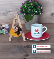Sağlık Teknikeri Türk Kahvesi Fincanı Ahşap Altlıklı ve Fotoğraflı Ahşap Anahtarlık HediyeTıp Bayramı Hediyesi (Model 3)