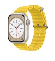 Apple Watch 42mm 44mm 45mm Seri 1 2 3 4 5 6 7 8 Se Uyumlu Seaflex Ocean Silikon Kordon (Sarı)