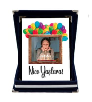Nice Yaşlara Fotoğraflı Doğum Günü Hediyesi Kişiye Özel Plaket (Lacivert)