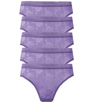 5li Kadın Dantelli Bikini Külot Pamuklu Arkası Düz (Mor)