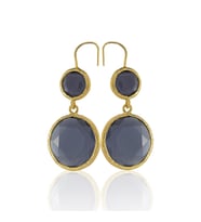Kadir Jewellery 22 Ayar Altın Kaplama Kadın Taşlı Küpe -El İşçiliği Ve Hipoalerjenik Küpe (Mor)