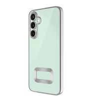 Galaxy S24 Kılıf Kamera Korumalı Logo Gösteren Omega Kılıf (Gümüş)