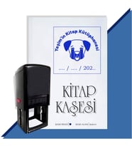 Kişiye Özel Ağlayan Köpek Emojisi Tarihli Otomatik Kitap Kaşesi (Mavi)