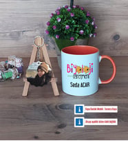 Biyoloji Öğretmeni Kupa Bardak Beyaz ve Fotoğraflı Ahşap Anahtarlık Hediye (Model 13)
