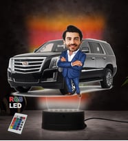 Doğum Günü Hediyesi,Sevgiliye Hediye, Kişiye Özel Fotoğraflı Cadillac Tasarımlı Karikatür 3D Led Lamba (RGB)