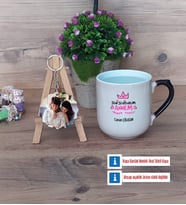 Anneler Günü Kupa Bardak Beyaz ve Fotoğraflı Ahşap Anahtarlık Hediye (Model 10)
