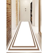 Dijital Baskılı Kaymaz Taban Yıkanabilir Modern Yolluk Ve Koridor Halısı NDU-HT-527 (Beyaz - Kahverengi)