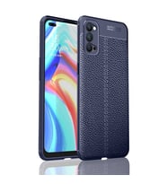 Oppo Reno 4 Kılıf Deri Görünümlü Slim Silikon (Lacivert)
