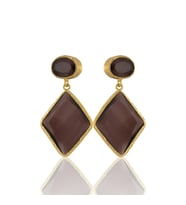 Kadir Jewellery 22 Ayar Altın Kaplama Kadın Sallantılı Küpe -El İşçiliği Ve Hipoalerjenik Küpe (Bordo)