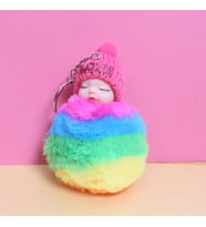 Love Tasarımlı Uyuyan Peluş Bebek Anahtarlık 2 Adet (Pembe)