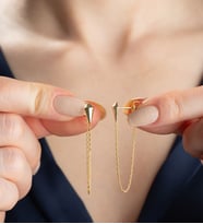 925 Ayar Gümüş Zincir Küpe (Gold)