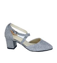 Trendyshose 03571 5 Cm Kalın Topuk Kadın Ayakkabı (Platin)