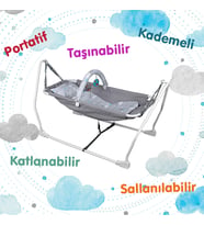 Norfolk Baby Sleep Katlanabilir Oyuncaklı Sallanır Bebek Beşiği - Hamak Beşik - Sallanır Bebek Hamağı (Gri)
