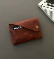 El Yapımı Hakiki Deri Cüzdan Kişiye Özel-ALFA (Kahverengi Koyu)