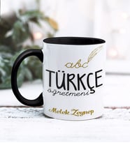 Türkçe Öğretmeni Tasarımlı Kişiye Özel Kupa Bardak (Siyah)