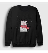 Presmono Unisex Bordo Polar Bear Kutup Ayısı Yılbaşı Sweatshirt 270747tt (Siyah)