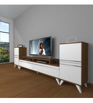 Decoraktiv Ekoflex On2 Mdf Retro Tv Ünitesi Tv Sehpası (Beyaz - Kahverengi)