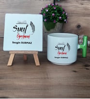 Sınıf Öğretmeni Hediye Seti Kupa Bardak T Kulplu ve Dekoratif Taş Öğretmenler Günü Sınıf Öğretmenine Hediye (Model 8)