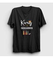 Presmono Unisex Beyaz King Of Backgammon Oyun Tavla T-Shirt 418263tt (Siyah)